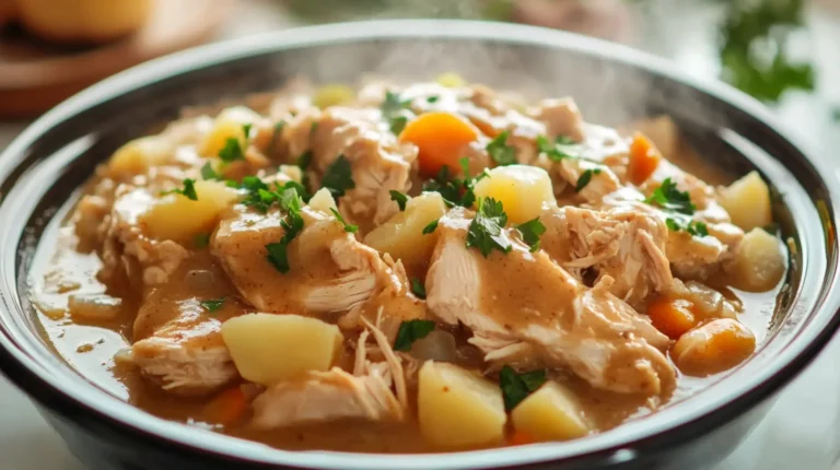 Crockpot Chicken and Gravy in a slow cooker.