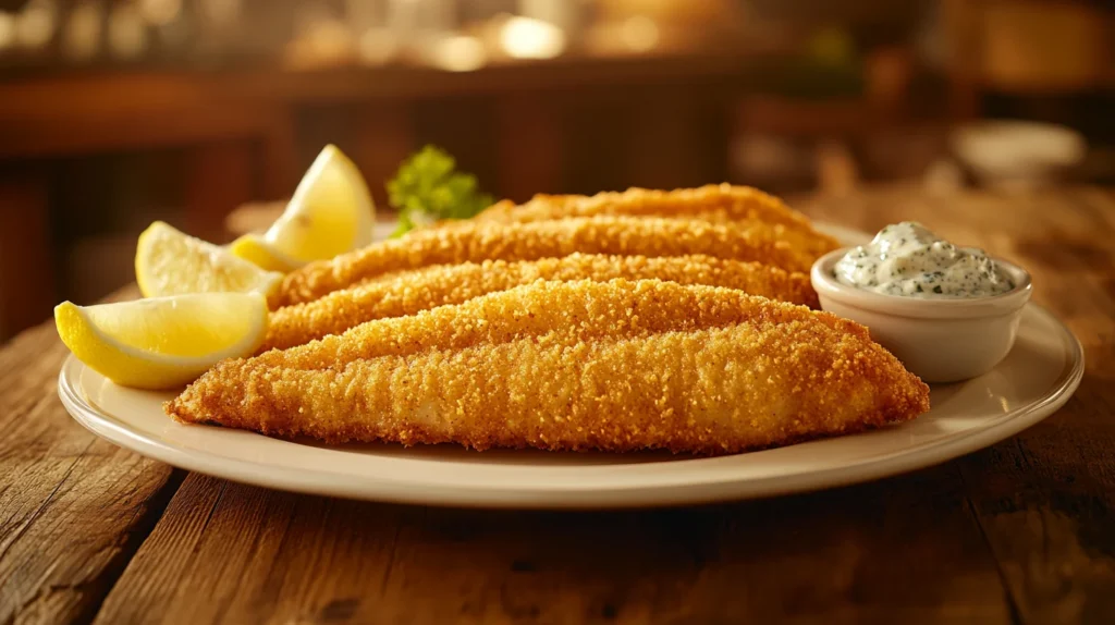 A full Southern meal with fried whiting, hush puppies, coleslaw, and lemon wedges