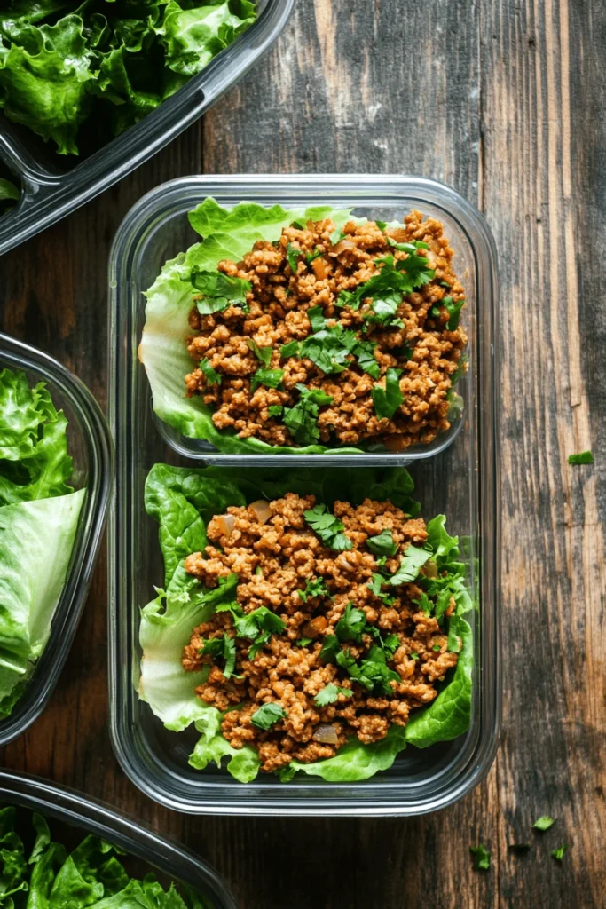 meal prep for healthy ground chicken lettuce wraps