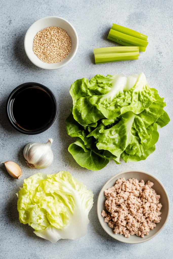 ingredients for healthy ground chicken lettuce wraps