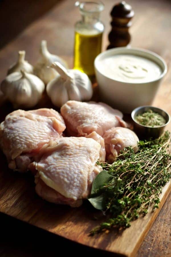 Ingredients for Creamy Oven Baked Chicken Thighs Dinner Recipes Baked