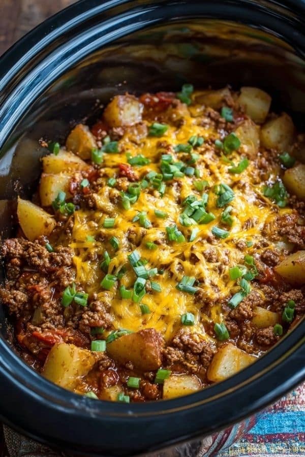 Crockpot Hamburger Potato Casserole – Easy Ground Beef Dinner