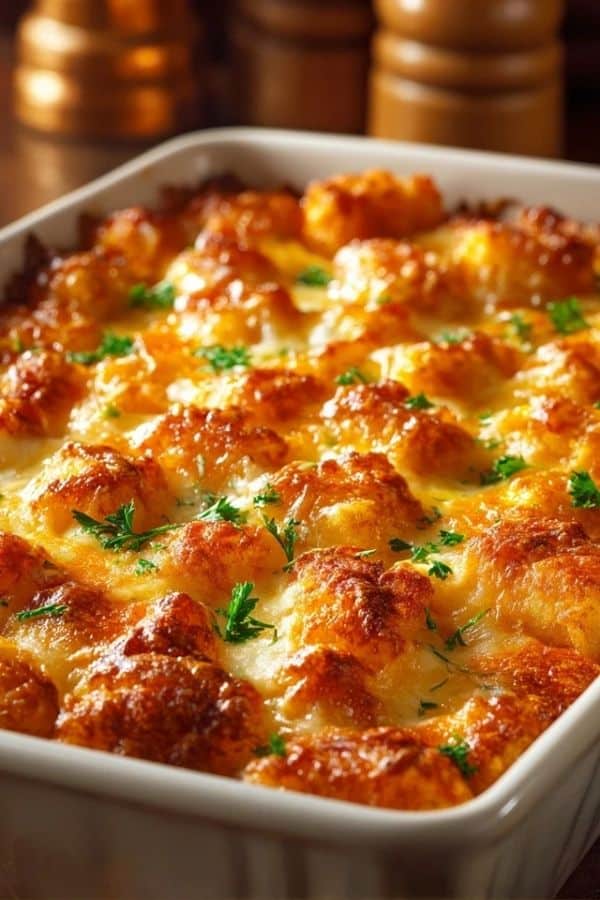 Simple and Delicious Tater Tot Casserole Recipe  with cheesy goodness.